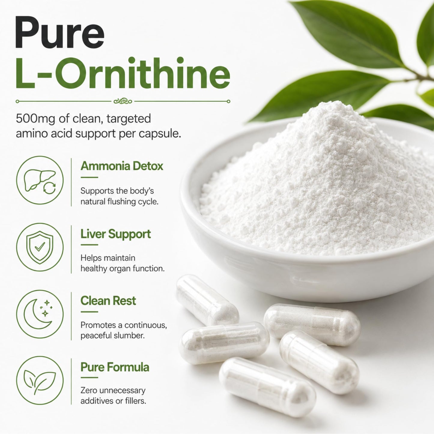 Dr Clark Store Ornithine Dietary Supplement 500mg Capsule, 100 Count