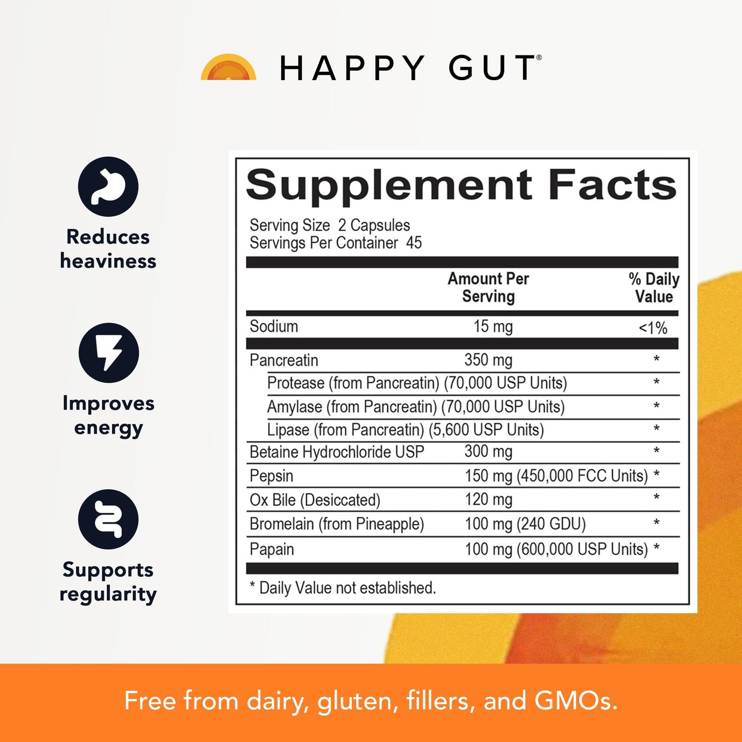 HAPPY GUT Activate Plus Doctor-Formulated Digestive Enzymes Gut Balance Capsule 90