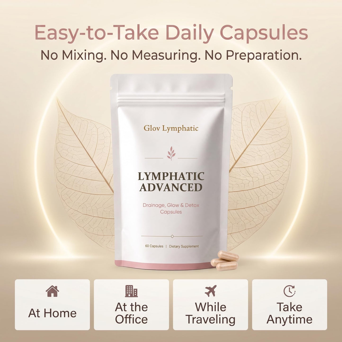 KBKTWOLT Glov Lymphatic Advanced Drainage Glow Detox Capsules, 60 Count