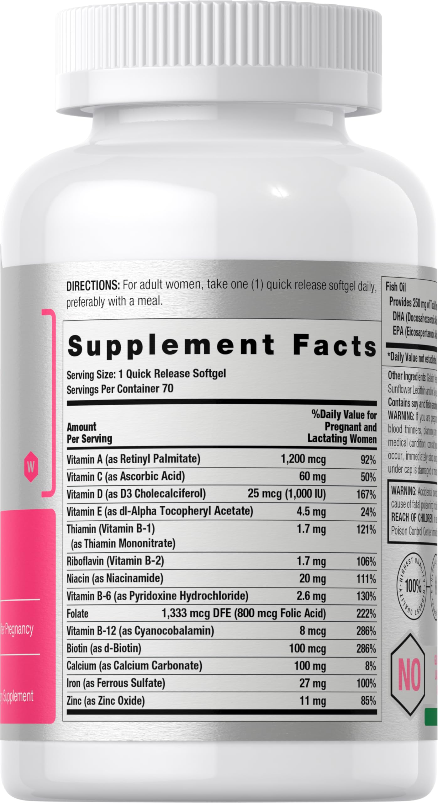 Horbäach Women's Prenatal Multivitamin with DHA Softgels, 70 Softgels