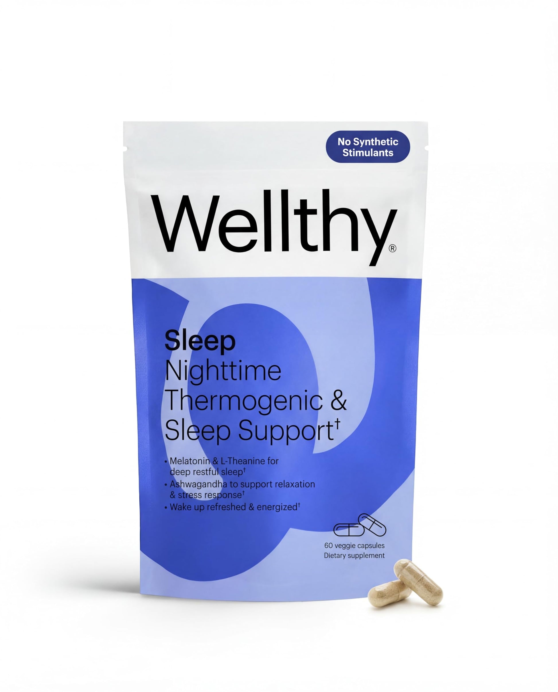 Wellthy Night Time Thermogenic Vitamin B6, Ashwagandha & Melatonin Capsules, 60 Capsules