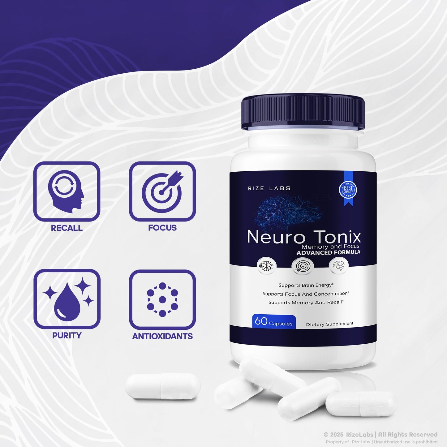 Rize Labs Neuro Tonix Capsules, 300 Capsules