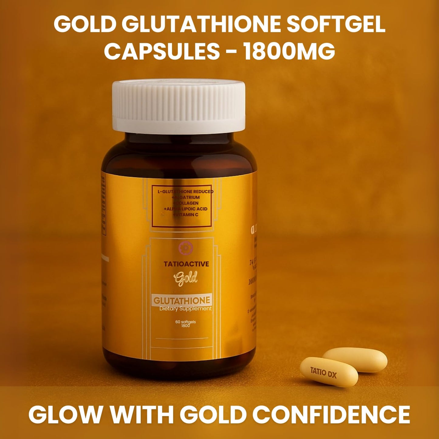 Tatiomax Gold Glutathione 1800mg with Collagen, Stem Cell, ALA & Vitamin C Capsule, 1 Count