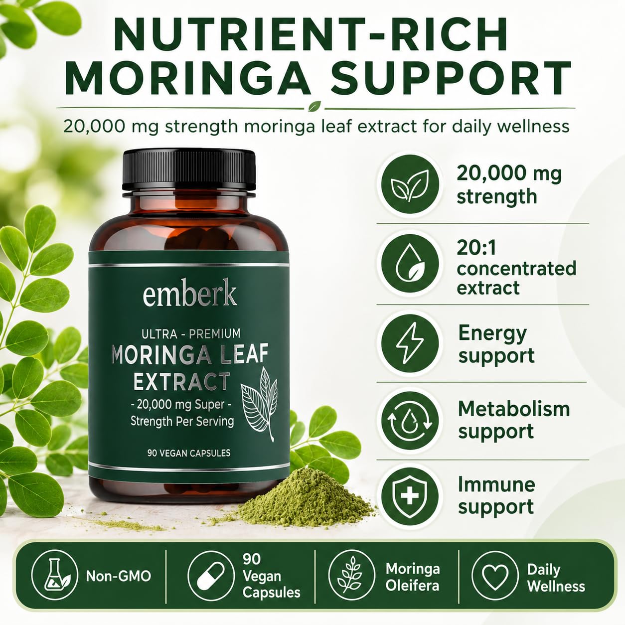 Generic Moringa Capsules -20,000 mg Strength Capsule, 1 Count