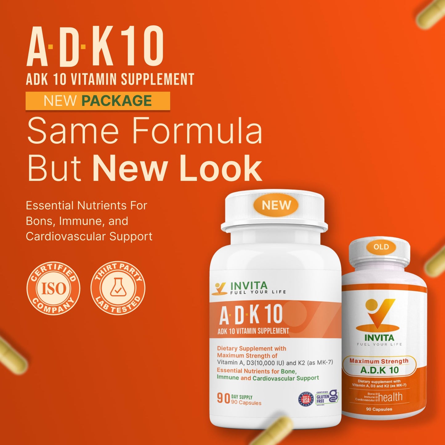 INVITA ADK 10 Vitamin Supplement Capsule, 90 Count