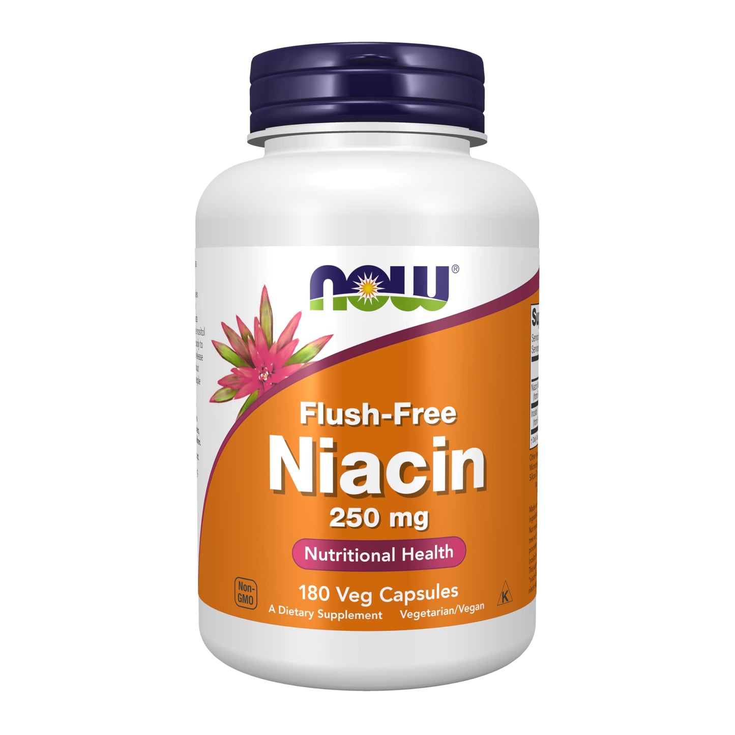 NOW Foods Niacin (Vitamin B-3) 250 mg, Flush-Free, 180 Veg Capsules