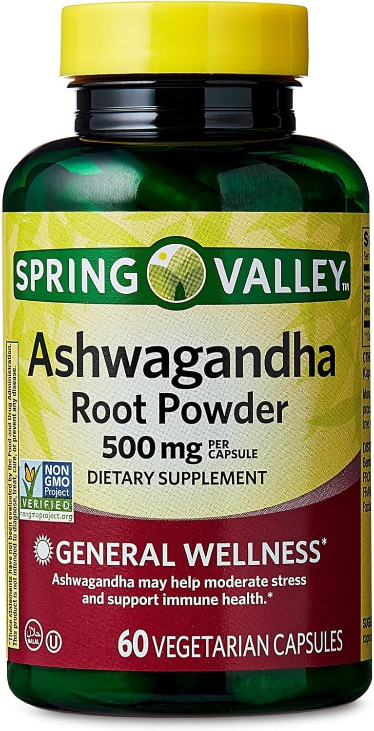 BASKETGOODS Ashwagandha 500mg Root Powder Capsules, 60 Count