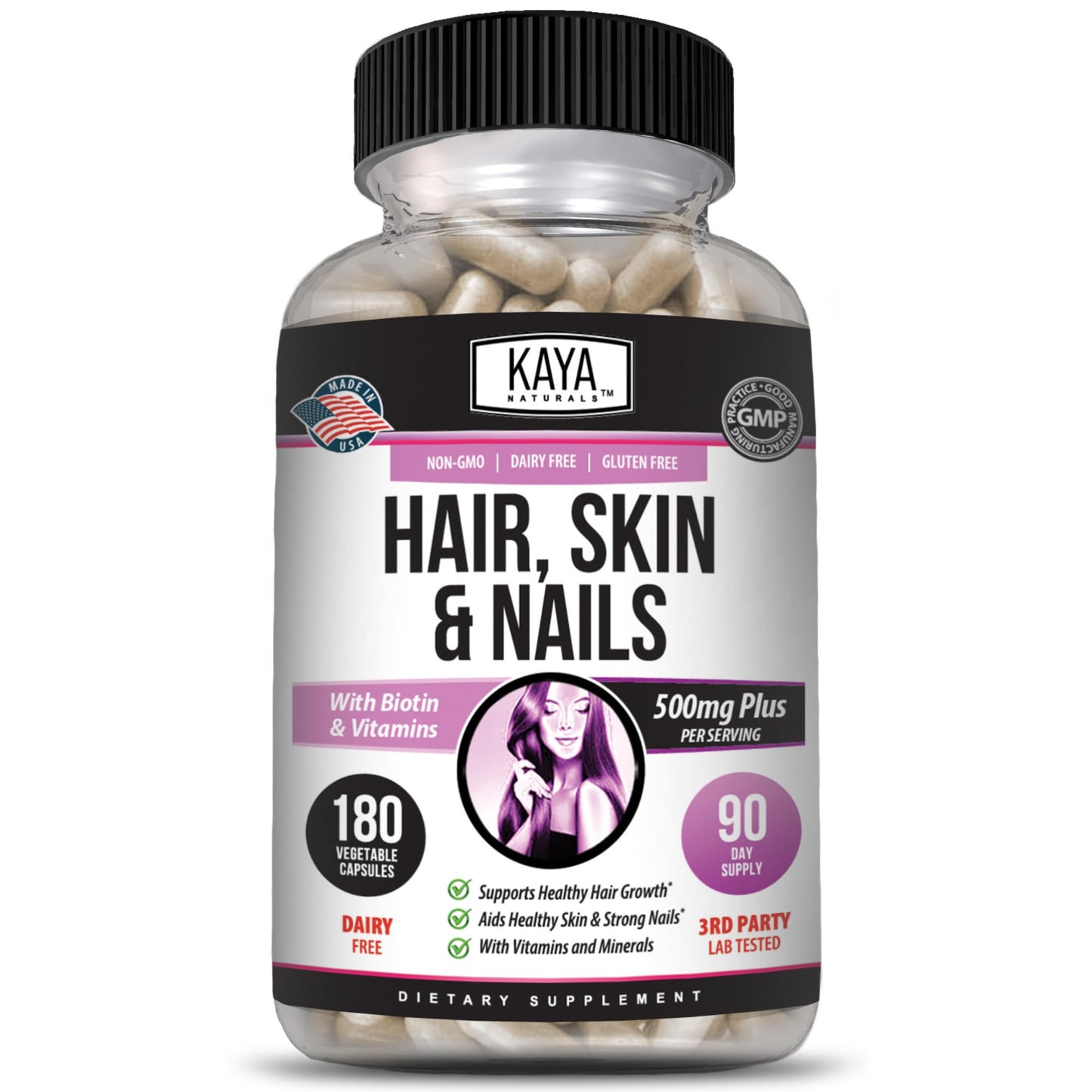 Kaya Naturals Hair Skin Nail Capsules 180 Count