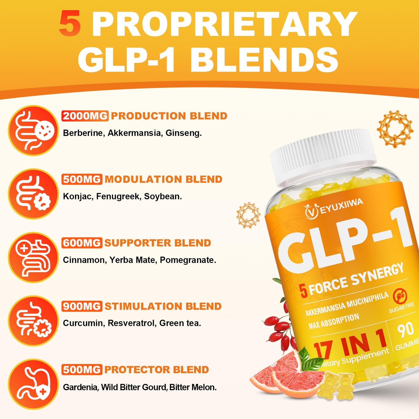 Veyuxiiwa GLP-1 Probiotic Gummies - 90 Count
