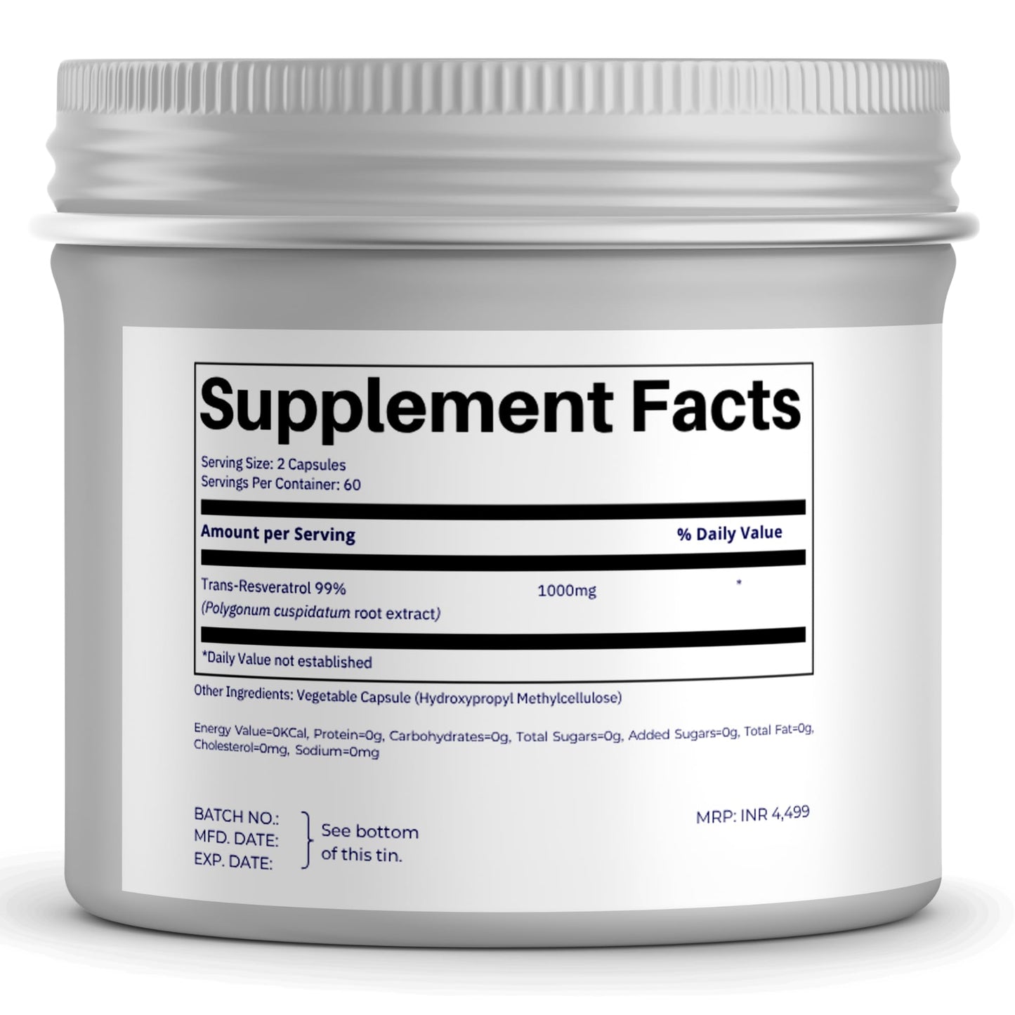 FOLIUS LABS Ultra High Purity Resveratrol Capsules, 99% Trans-Resveratrol, 120 Capsules