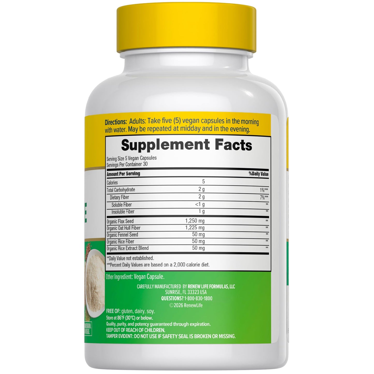 Renew Life Adult Daily Digestive Prebiotic Fiber Capsules, 150 Capsules