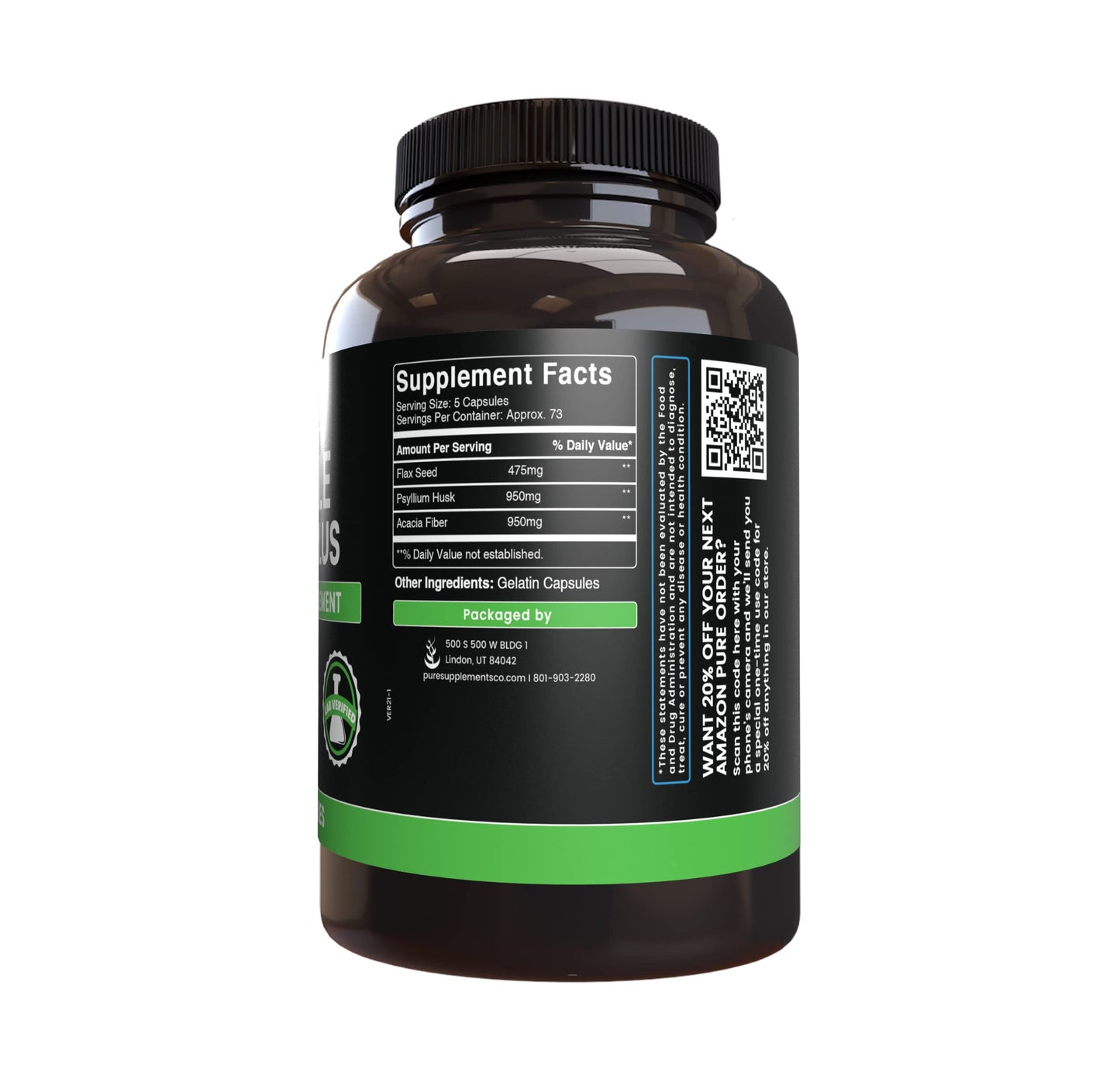 PURE ORIGINAL INGREDIENTS Triple Fiber 365 Capsules