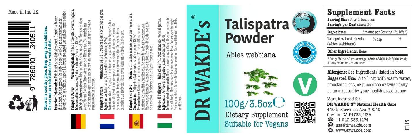 DR WAKDE's Talisapatra Leaf Powder (Abies webbiana), 3.53 oz