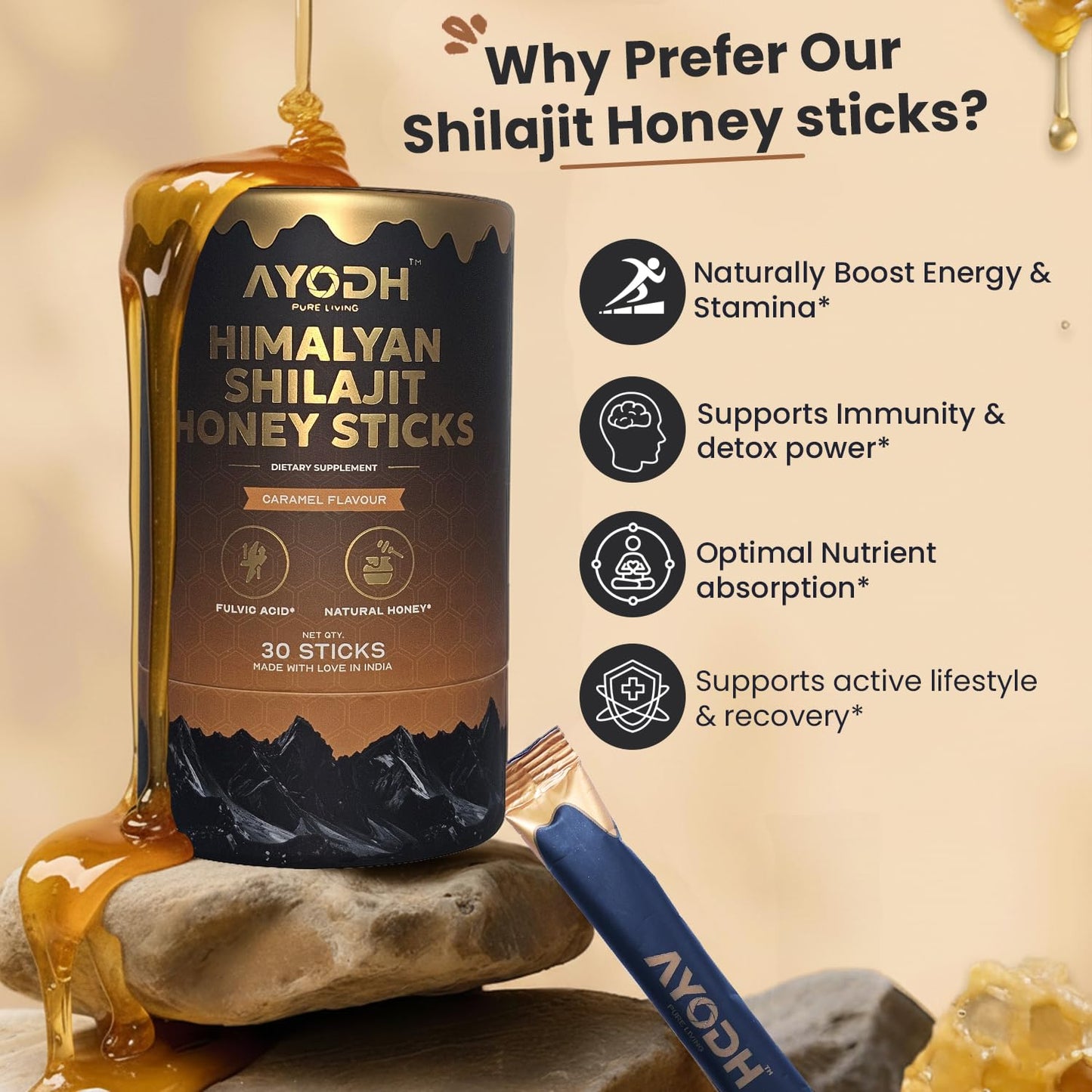 AYODH Pure Himalayan Shilajit 4 Softgels