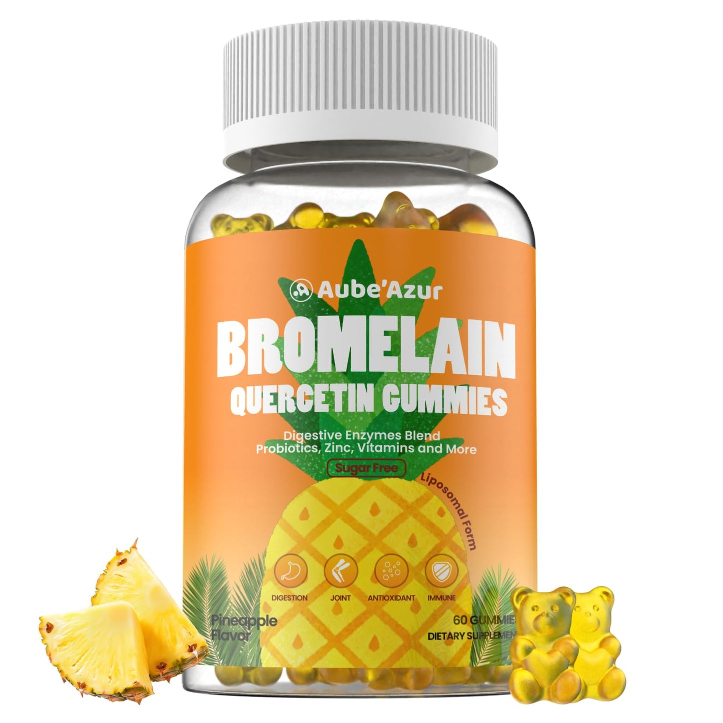 Aube'Azur Liposomal Bromelain with Quercetin Gummies 60 Count