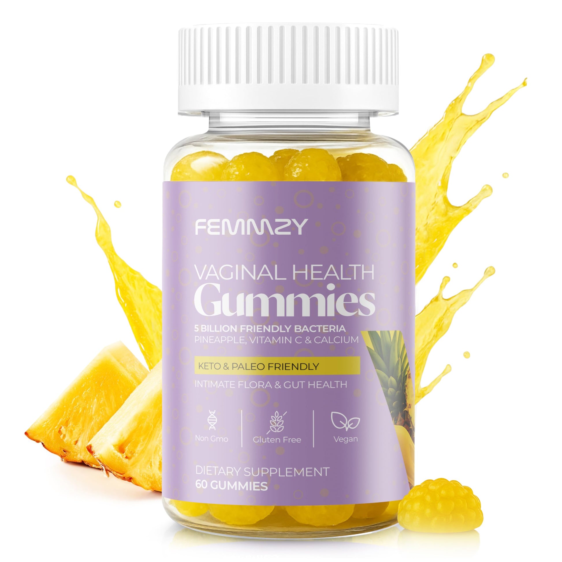 FEMMZY Vaginal Probiotic Gummies for Women, 60 Count