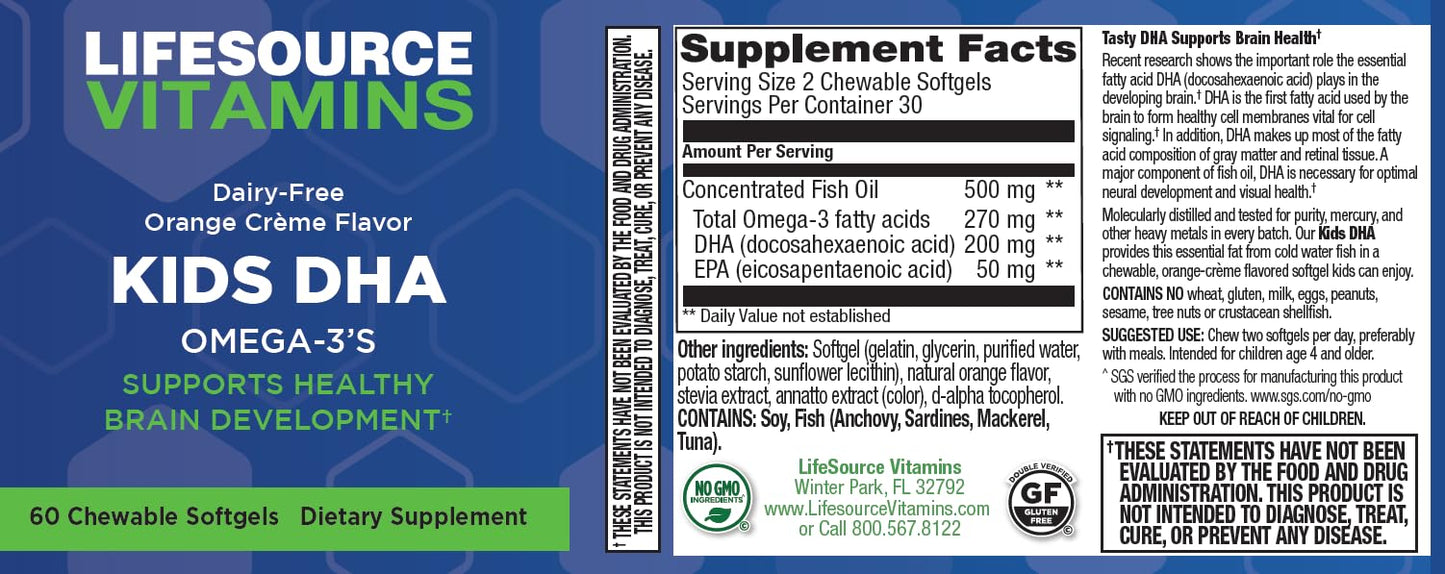 LifeSource Vitamins Kids DHA Omega 3's Softgels 60