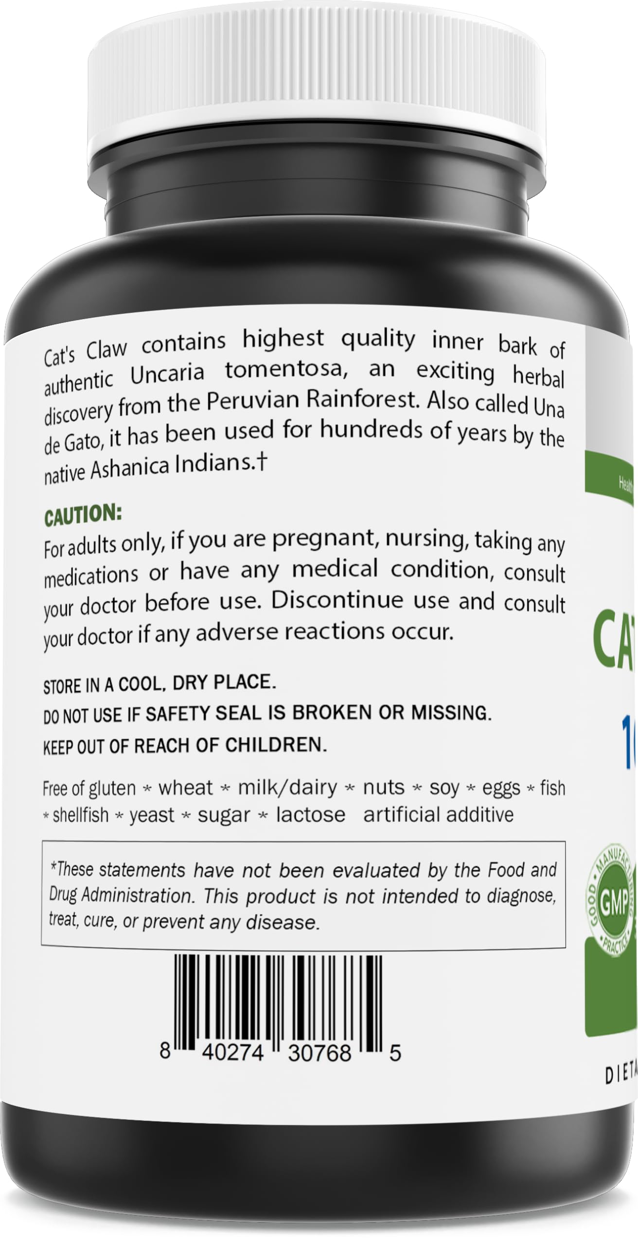 Brieofood Cat's Claw 1000 mg per Serving Capsules, 240 Count