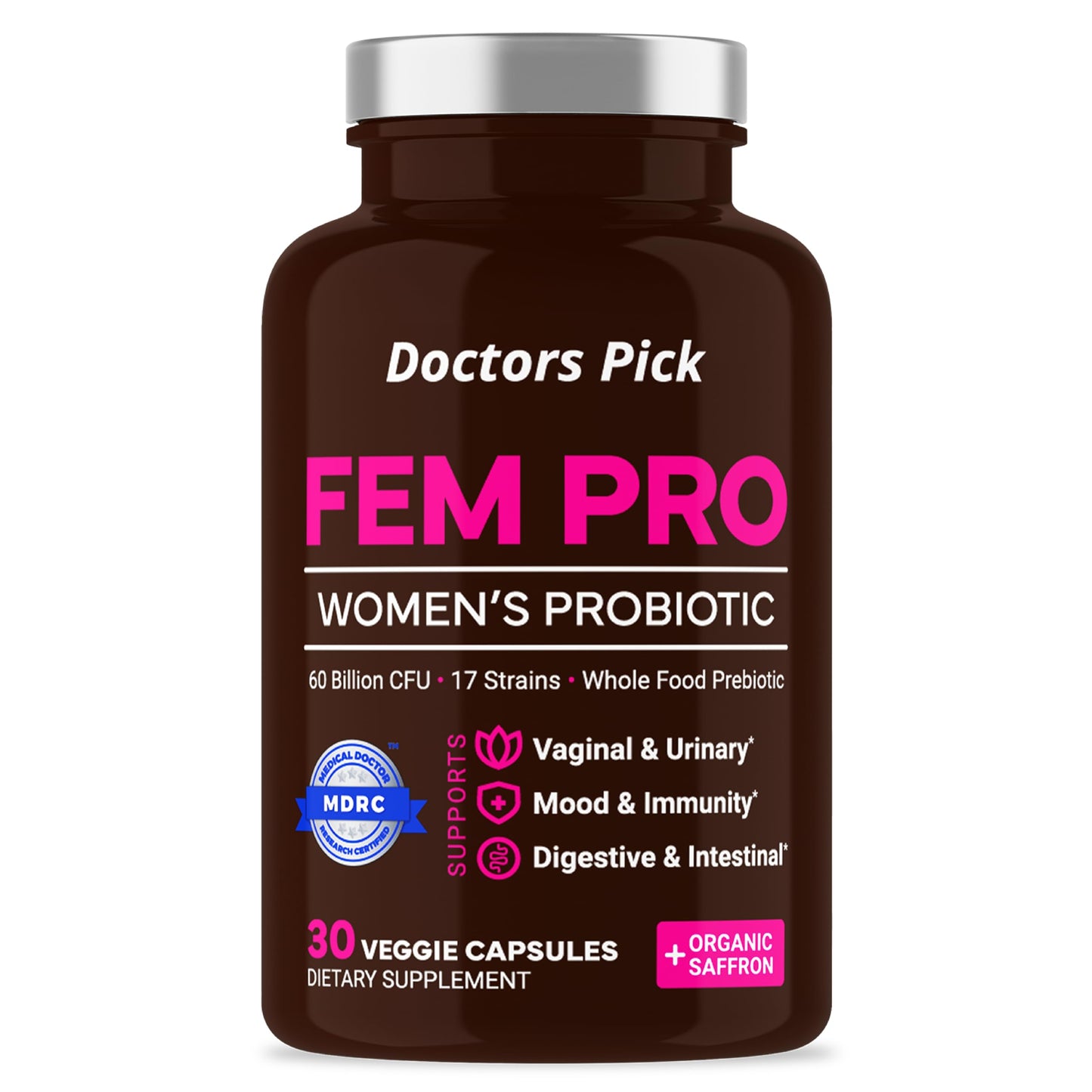Doctors Pick Fem Pro Women’s Probiotics for Feminine Health 90 Capsules