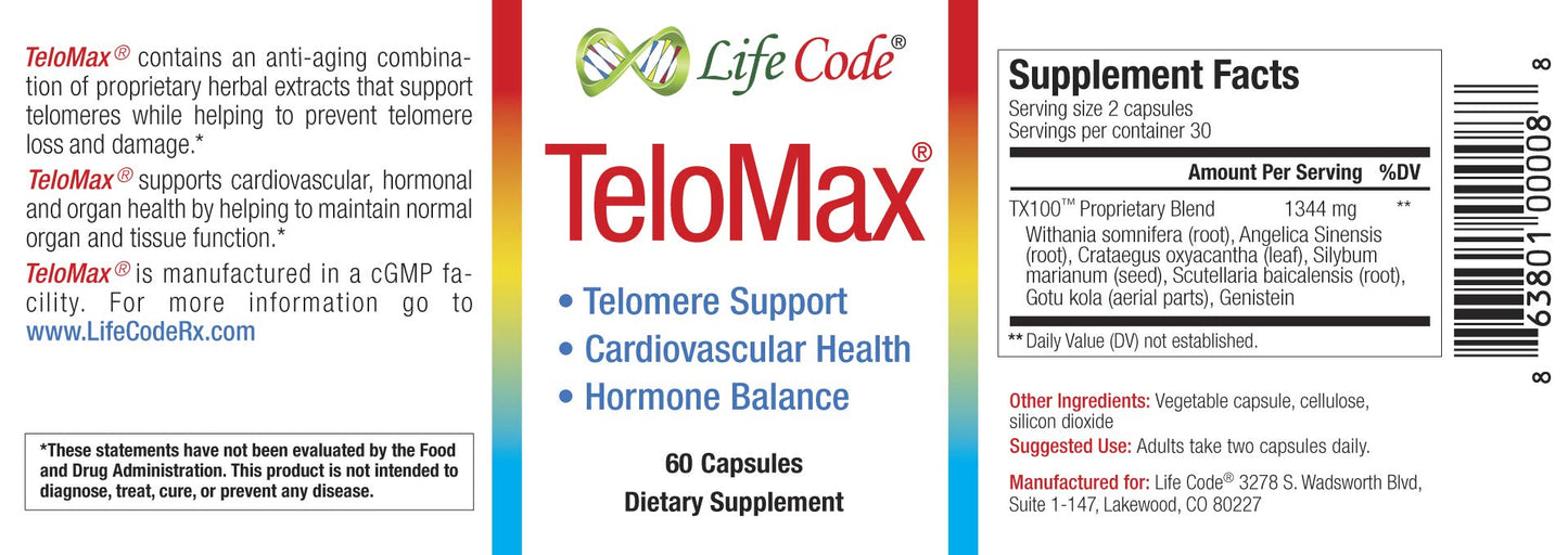 Life Code TeloMax Telomere Supplement Capsule, 60 Capsules
