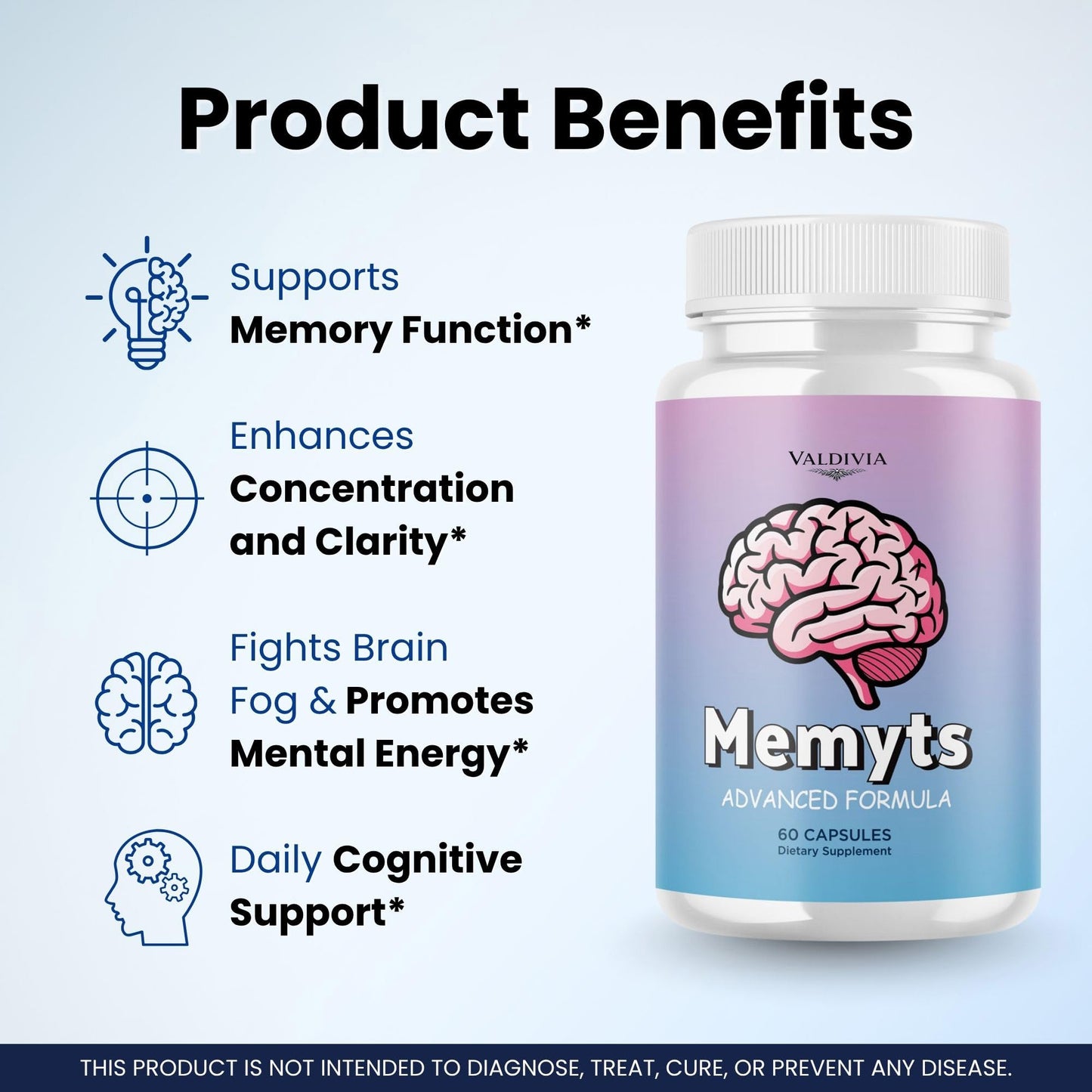 Valdivia Memyts Natural Daily Supplement with B Vitamins and Herbal Extracts Capsules, 60 Count