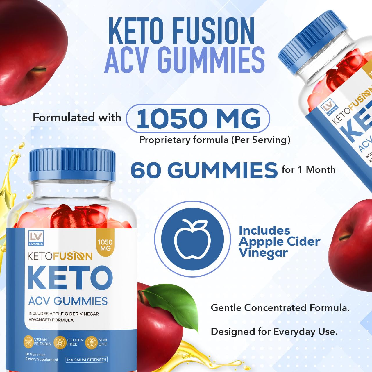LIVORKA Keto Fusion ACV Gummies, 300 Gummies