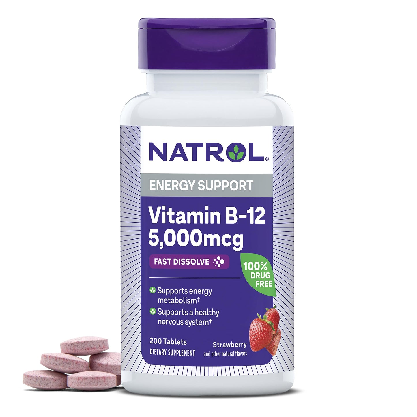 Natrol Vitamin B12 5000 mcg Fast Dissolve Tablet, 200 Tablets