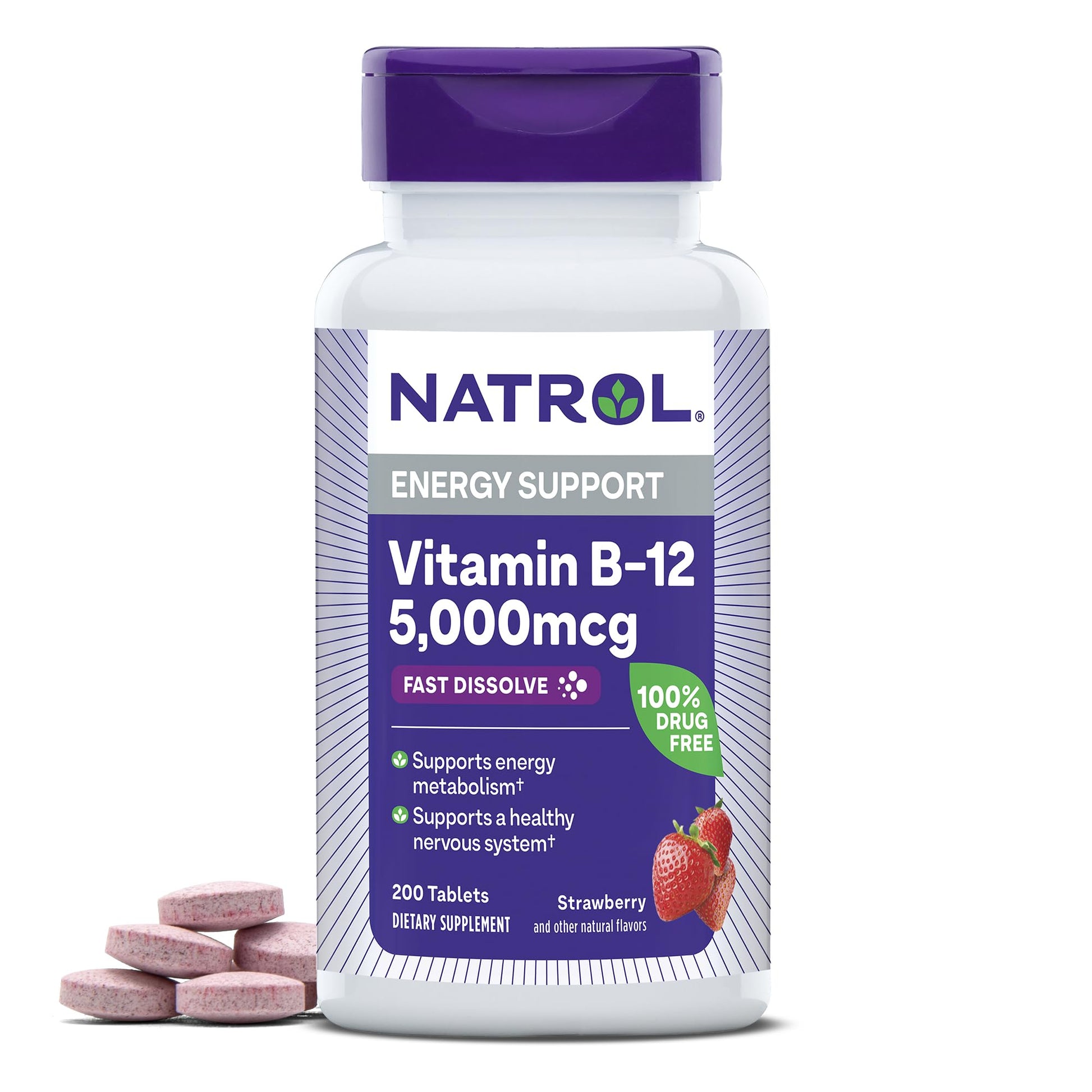 Natrol Vitamin B12 5000 mcg Fast Dissolve Tablet, 200 Tablets