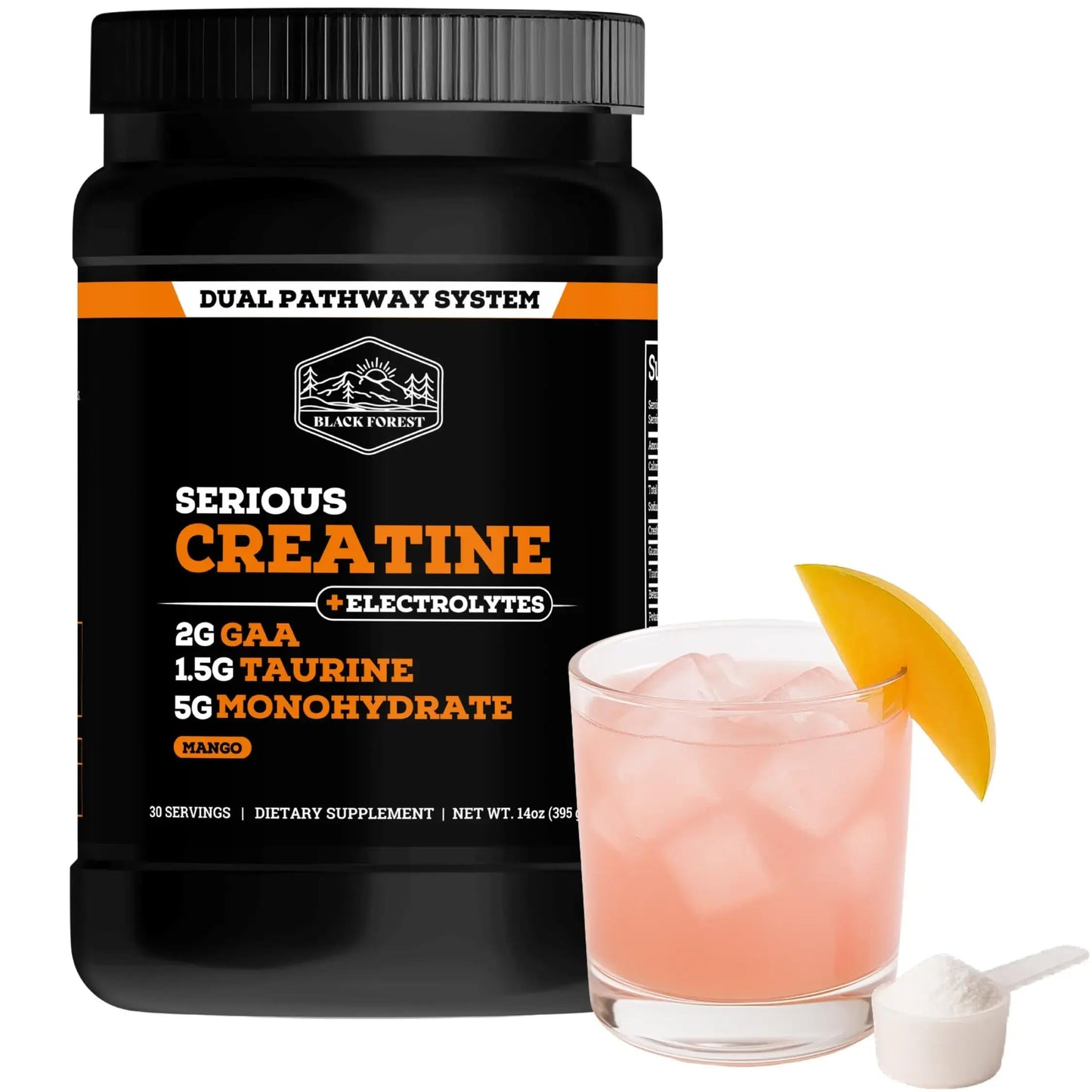 Black Forest Creatine Electrolyte Powder 14 oz Mango Flavor – 5g Creatine Monohydrate with Electrolytes for Hydration, Muscle Recovery & Strength Support, Pre & Post Workout