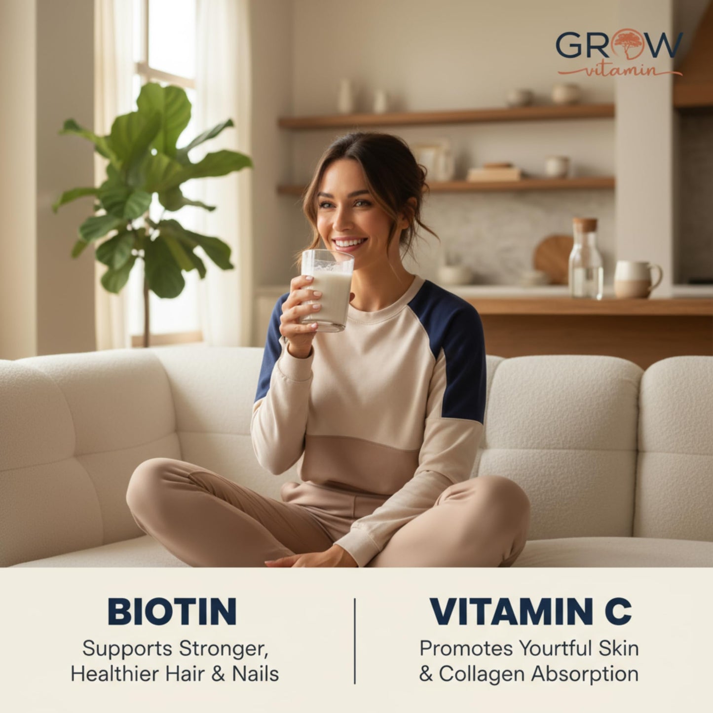 Grow Vitamin Collagen Multi Collagen Powder for Women with Types I, II, III, V & X - Keto Friendly, Hydrolyzed Collagen Peptides Powder Blend with Biotin & Vitamin C, 1 Pound