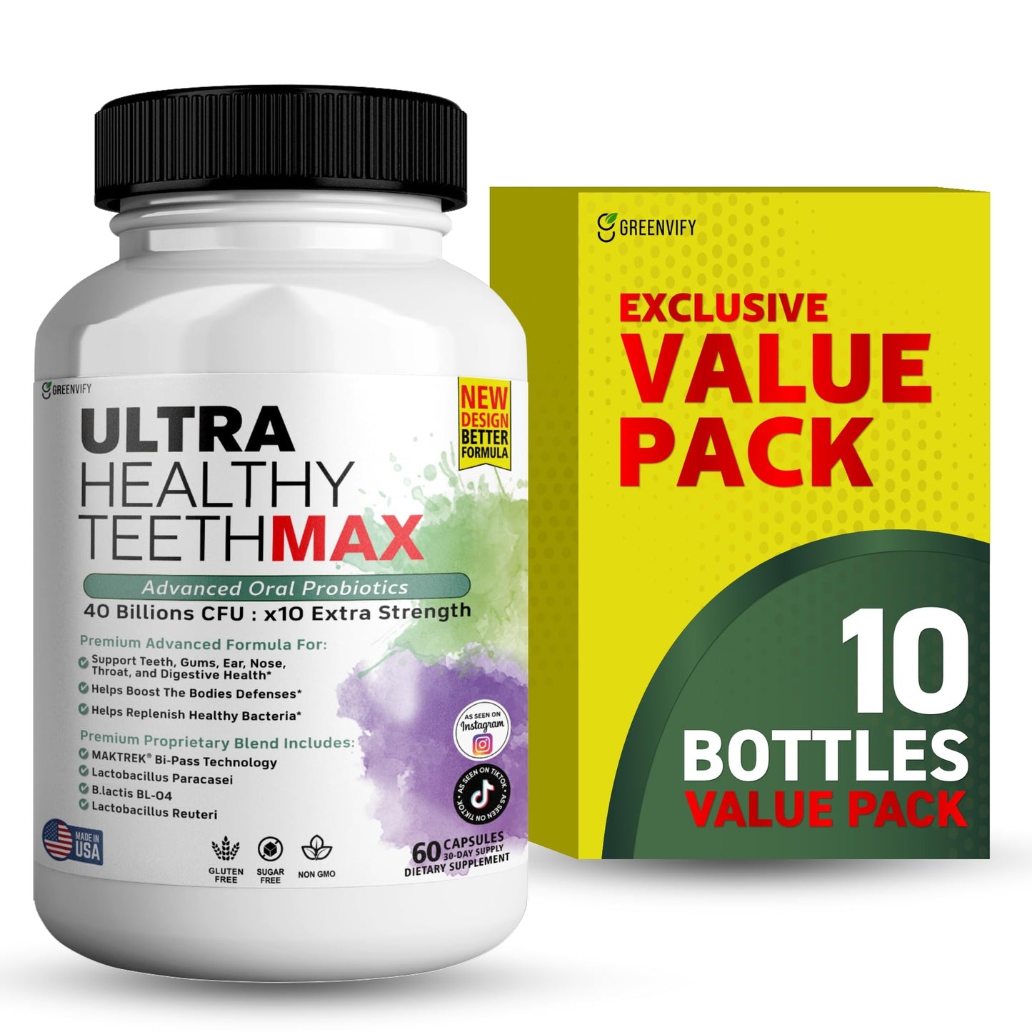 GREENVIFY Ultra Healthy Teeth Max Probiotic Supplement Capsule 600