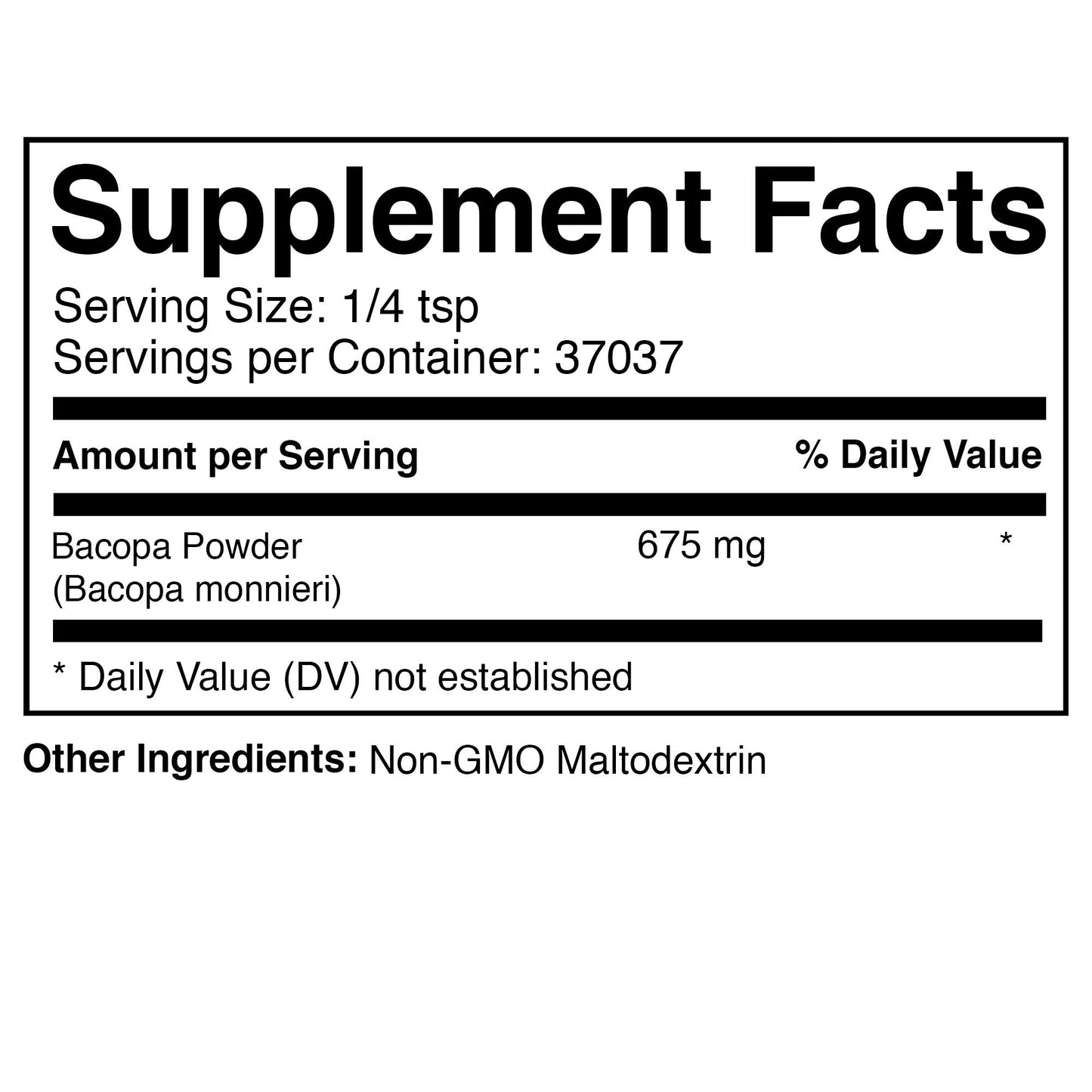 Prescribed For Life Bacopa 4:1 Powder 25,000 Count