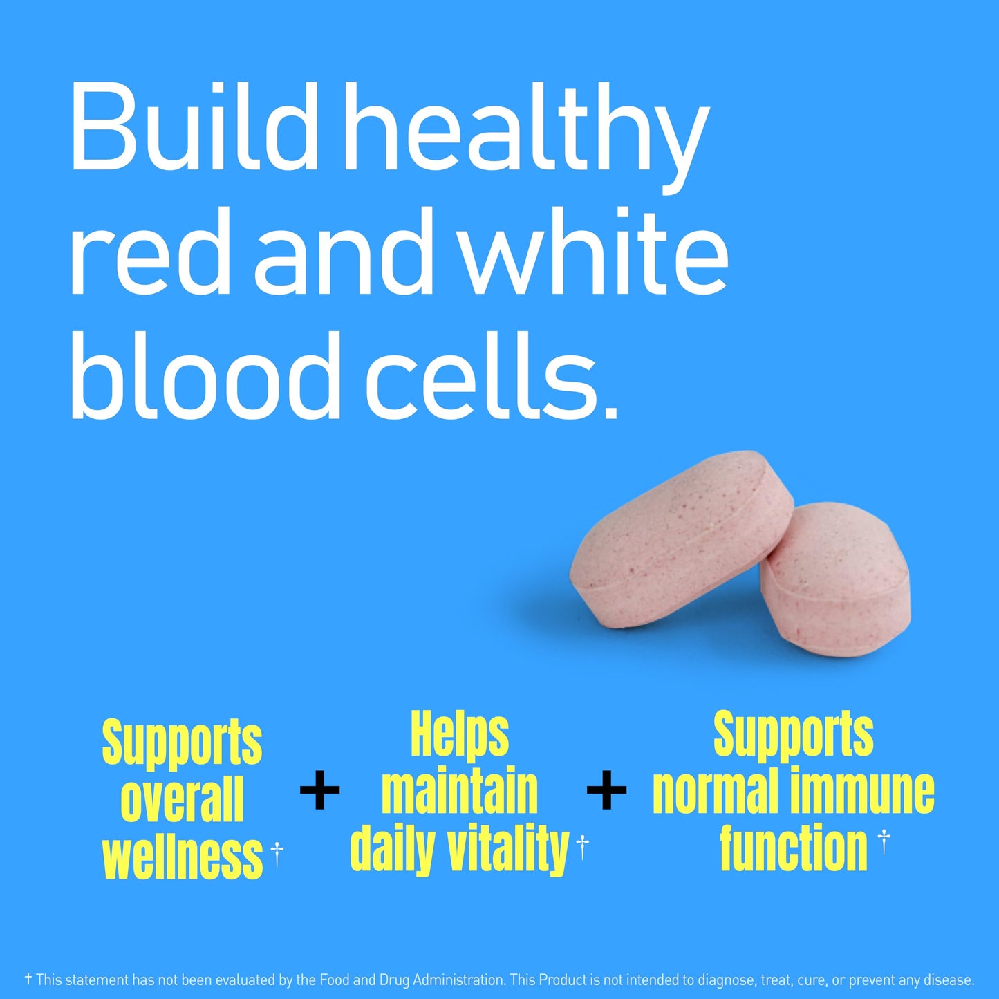 NANOWELL Vital Blood Boost – Dietary Supplement with Iron, Selenium, Zinc, Vitamin B12 & Folic Acid 90 Tablets