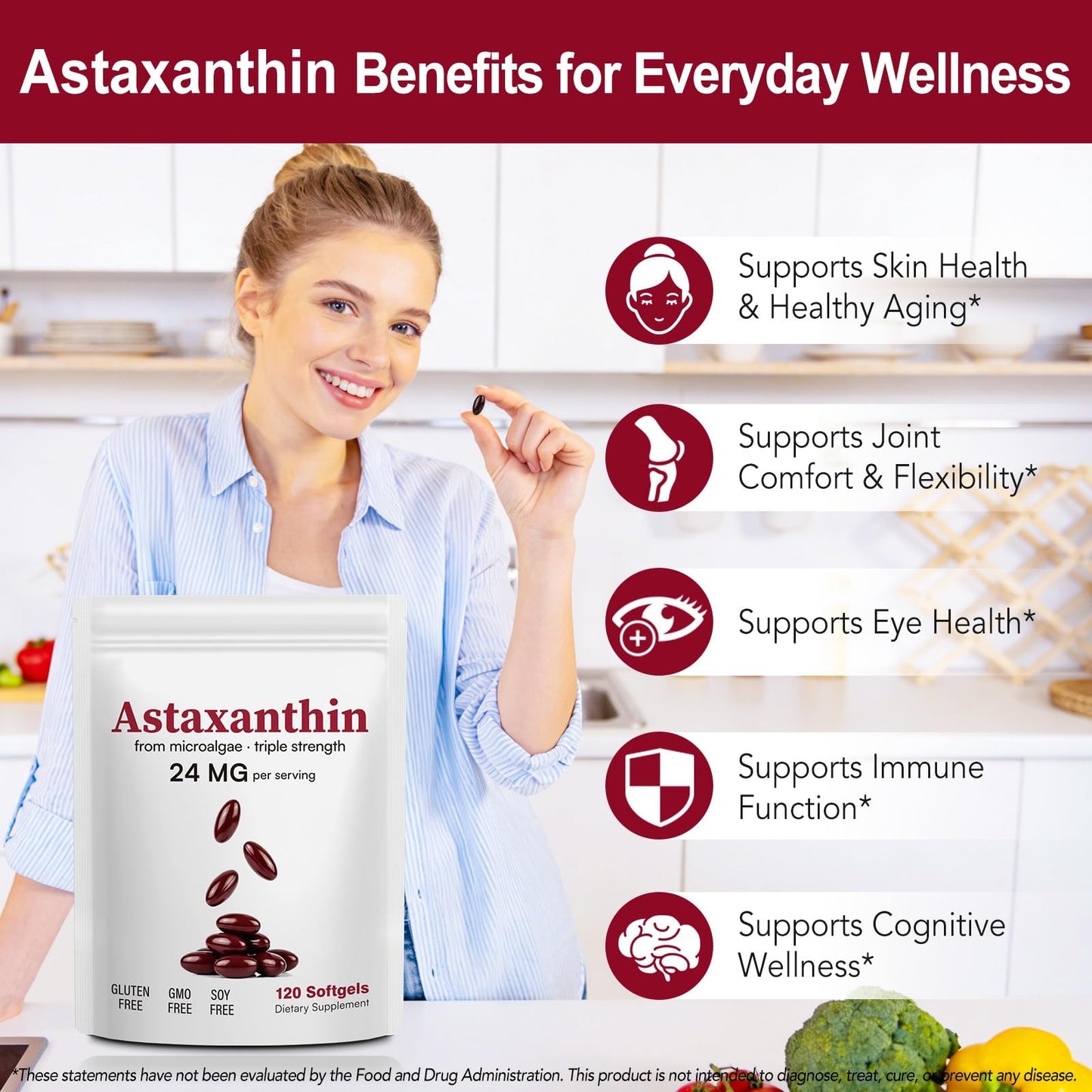 Radance Gobrnier Astaxanthin Supplements 24mg Softgels 120 Count