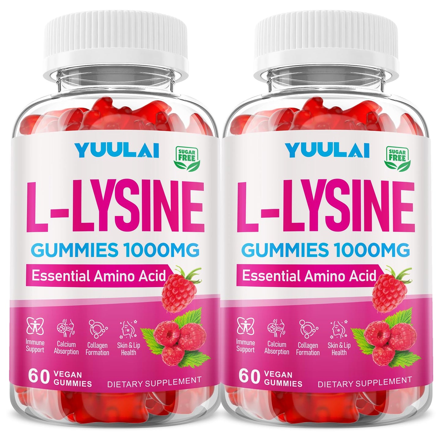 YUULAI L-Lysine 1000mg Gummies, 120 Count