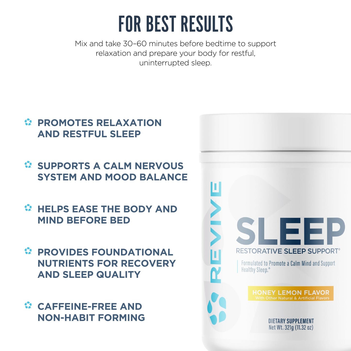 Revive MD Sleep Support Supplement for Adults Honey Lemon Powder 11.32 oz