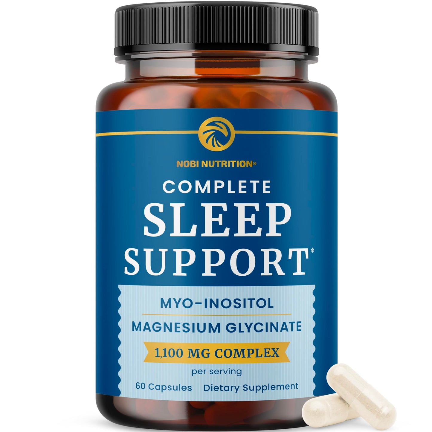 Nobi Nutrition Complete Sleep Support Myo Inositol + Magnesium Glycinate Capsule, 60 Count