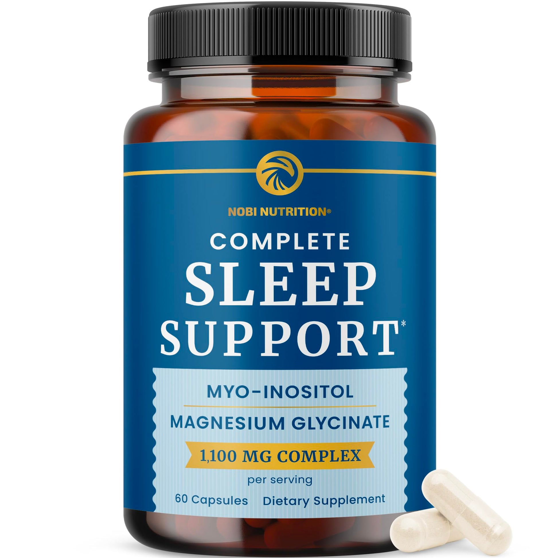 Nobi Nutrition Complete Sleep Support Myo Inositol + Magnesium Glycinate Capsule, 60 Count