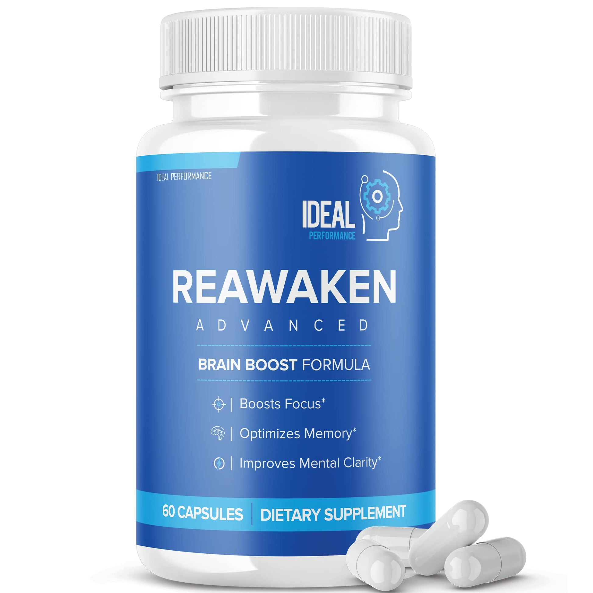 IDEAL PERFORMANCE Reawaken Brain Boost Supplement for Memory Advanced Formula 60 Capsules