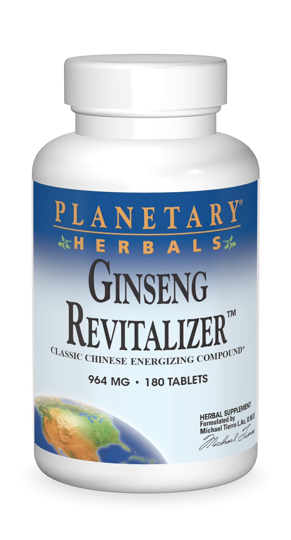 Planetary Herbals Ginseng Revitalizer 1000mg Tablets, 180 Count