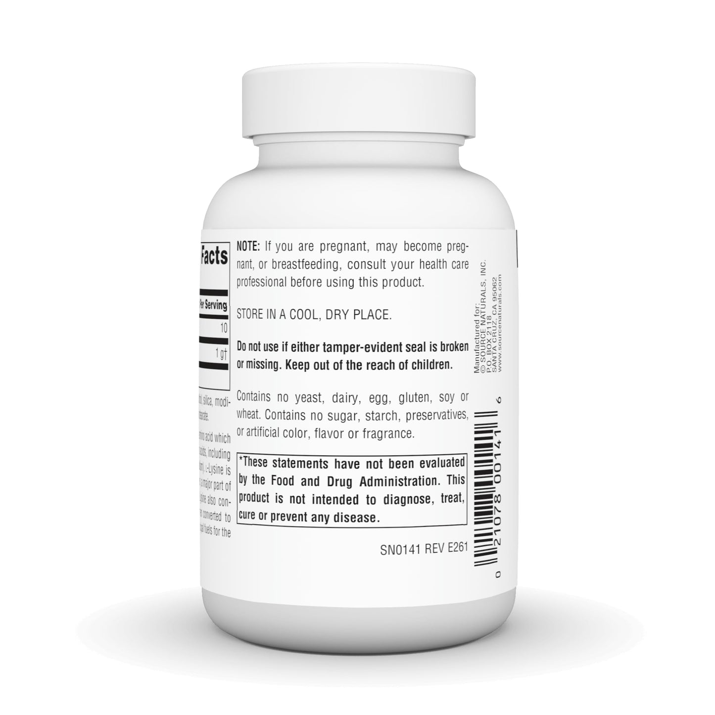 Source Naturals L-Lysine Free Form 1,000 mg Tablet, 50 Tablets