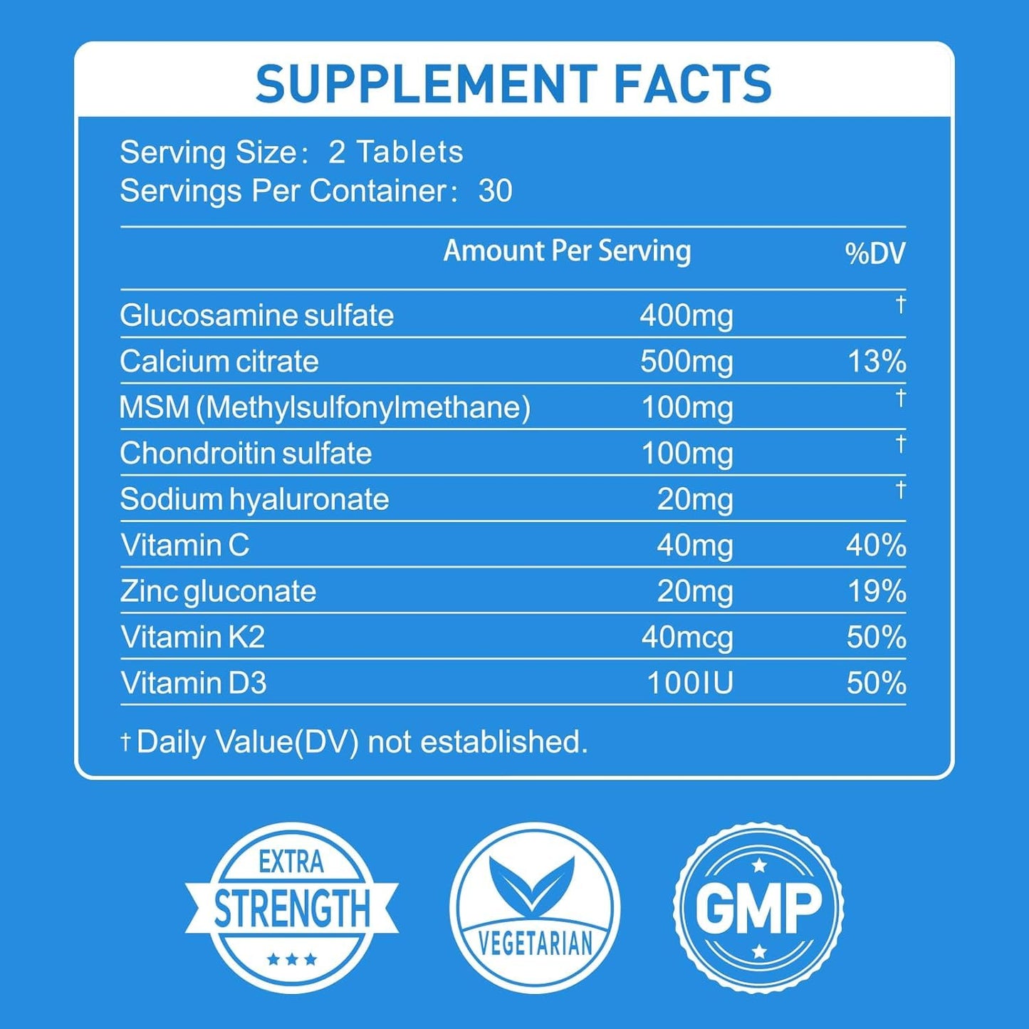 TrySafe 600mg Glucosamine Chondroitin MSM Supplement for Joint & Bone Support 60 Capsules