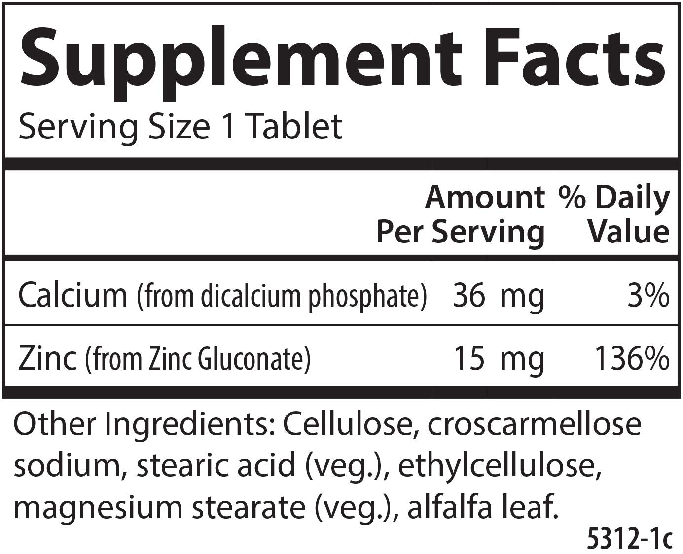 Carlson Zinc Tablet 250 Tablets