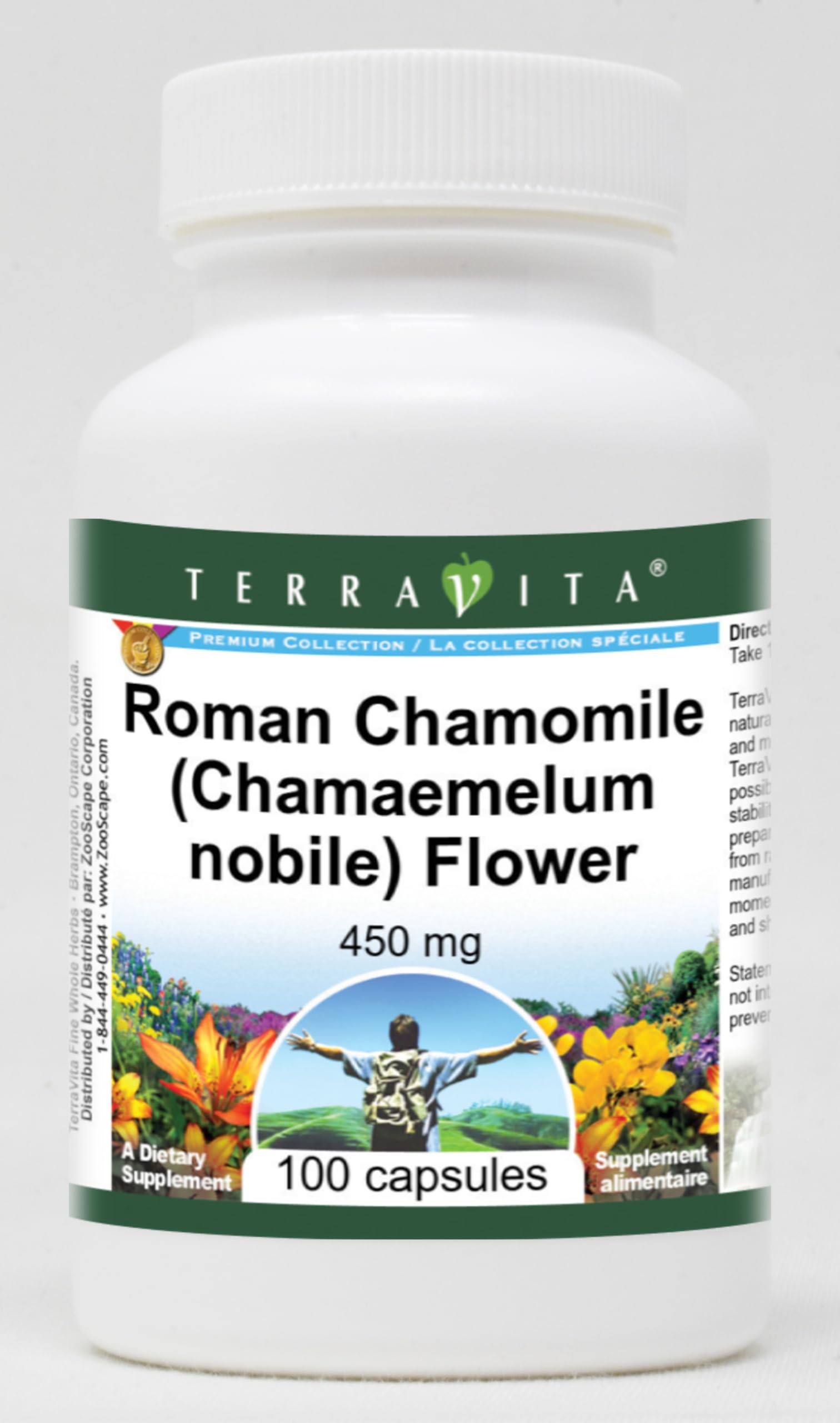 Terravita Roman Chamomile (Chamaemelum nobile) Flower 450 mg Capsule, 100 Count