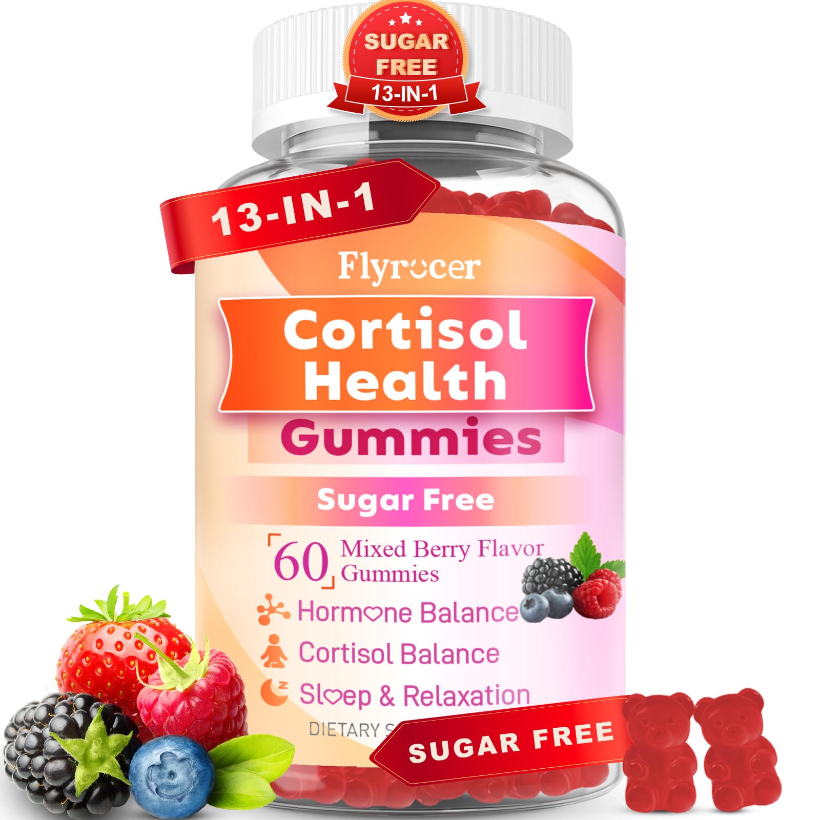 Flyrocer Cortisol Balance Gummies 60 Count