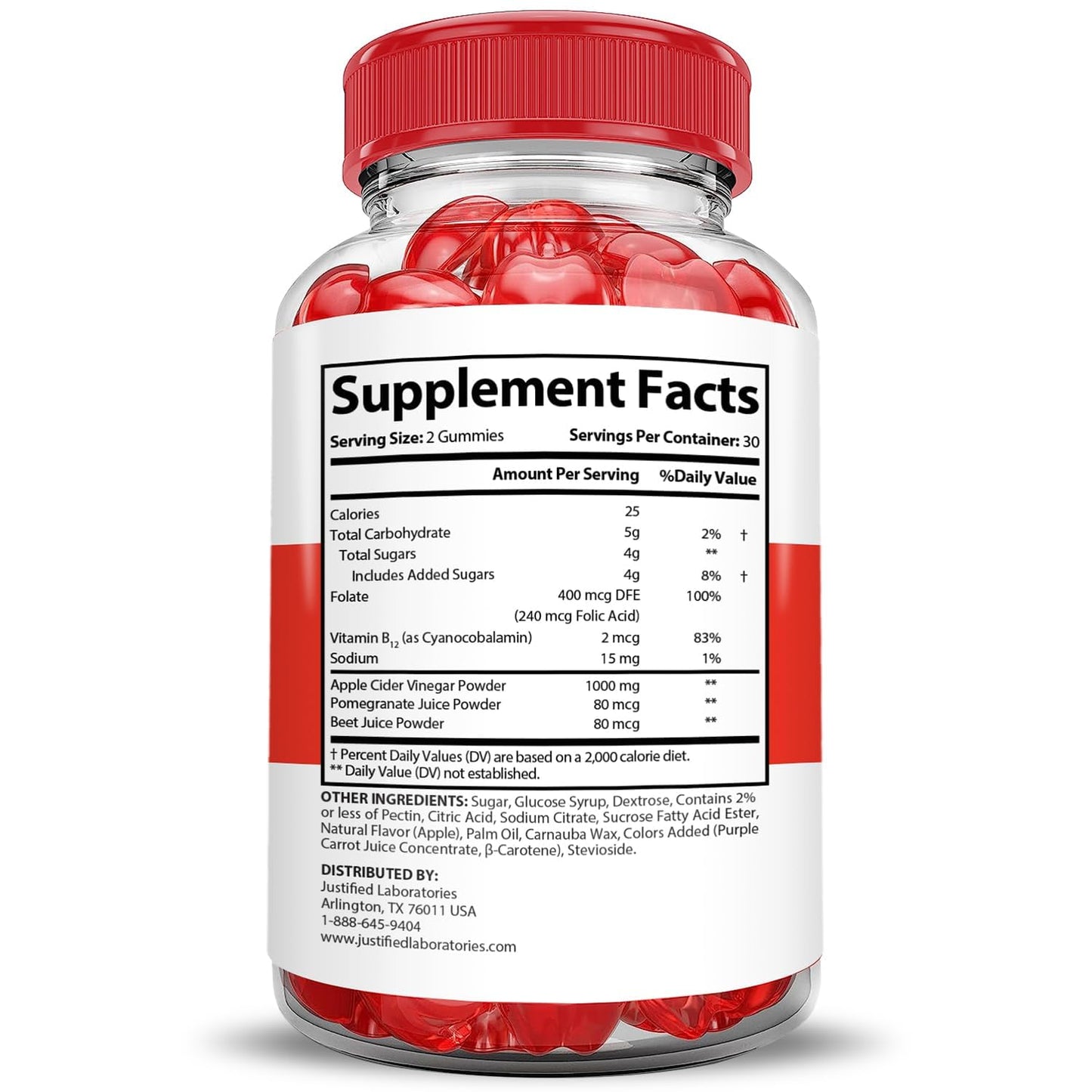 Justified Laboratories Rapid Lean Keto ACV Gummies, 180 Gummies