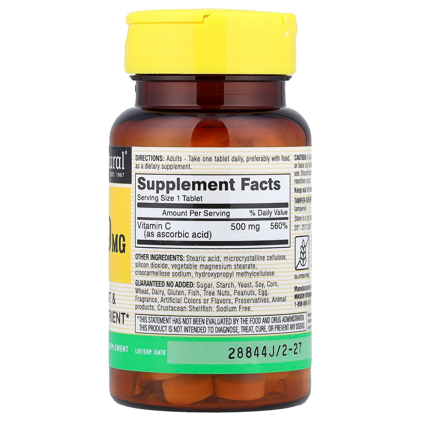Mason Natural Vitamin C 500mg Tablet, 100 Tablets