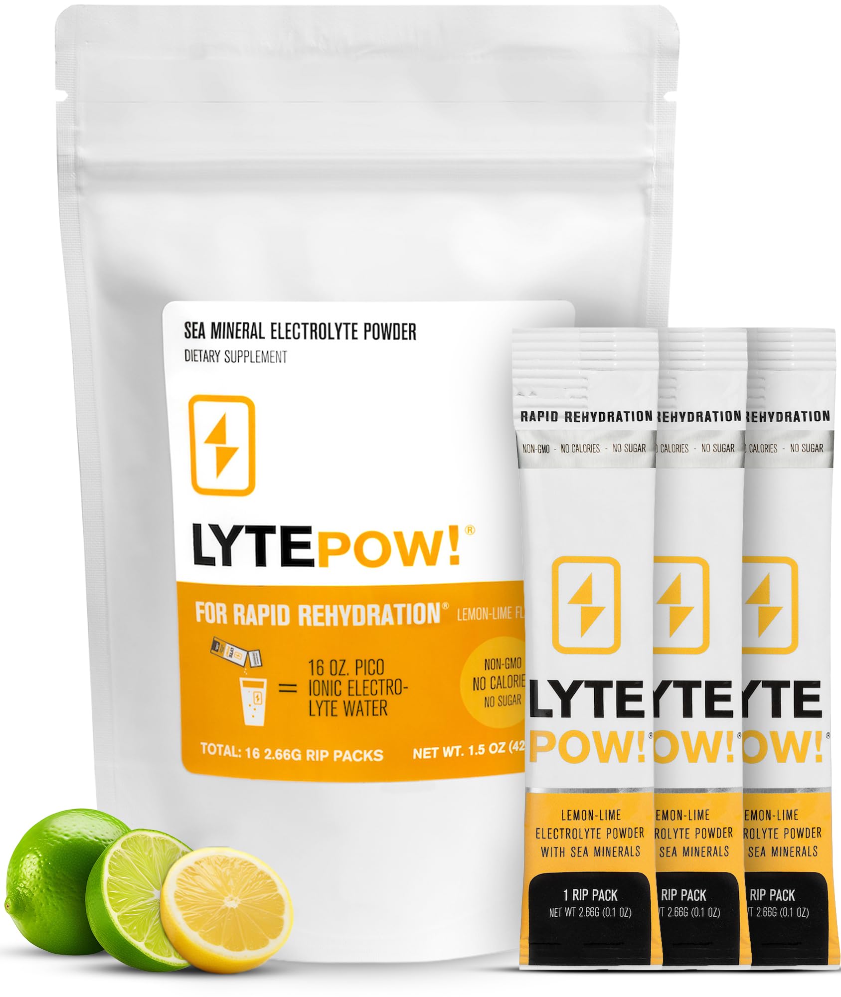 LyteLine Electrolytes Powder Sea Minerals Lemon-Lime Hydration Supplement, 8.1 Ounce