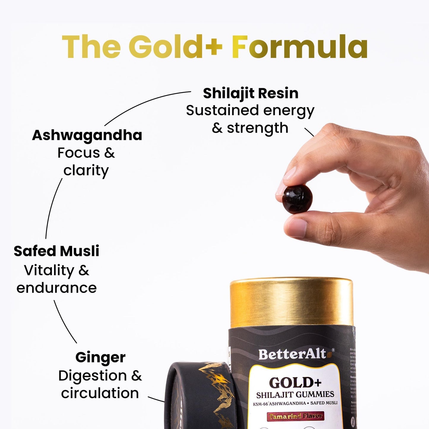 Better Alt Gold+ Shilajit Gummies 60 Gummies