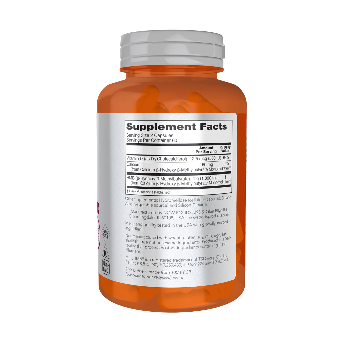 NOW Foods HMB (β-Hydroxy β-Methylbutyrate) 500 mg, Sports Recovery, 120 Veg Capsules